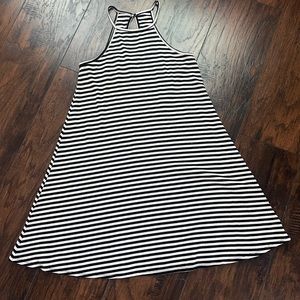 XS Black and White Striped Summer Halter Dress Sun Dress Love Fire